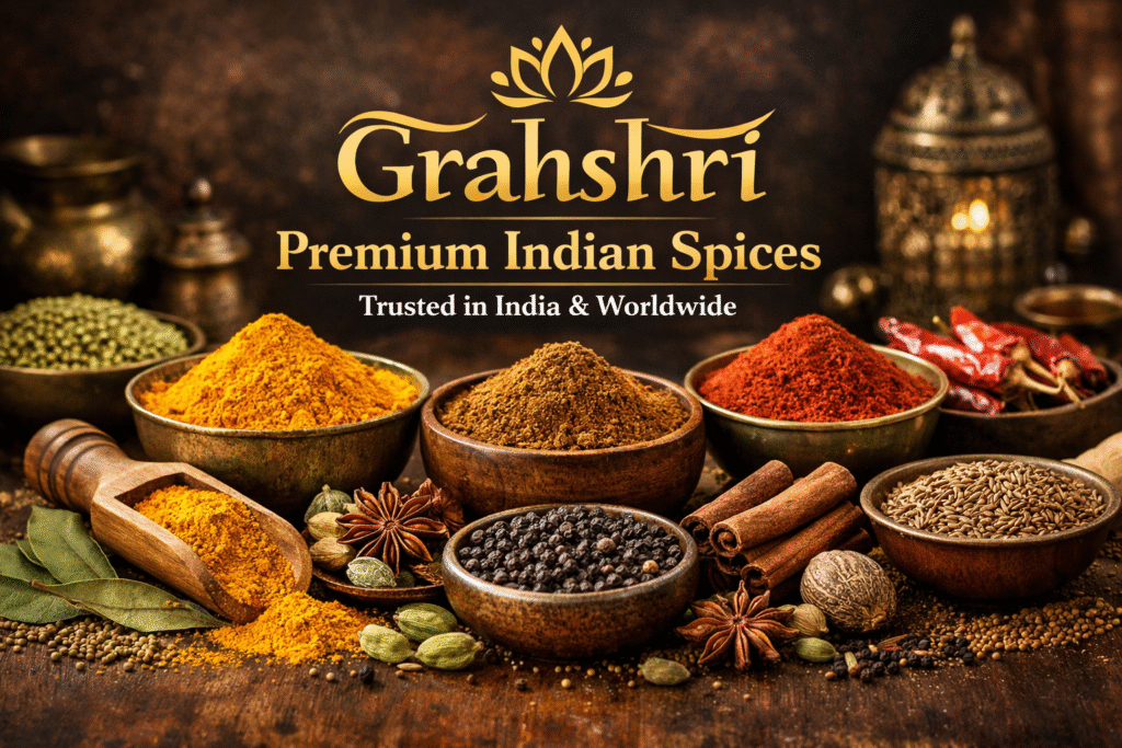 Grahshri premium Indian spices showcasing pure, authentic and export-quality spices trusted in India and worldwide.